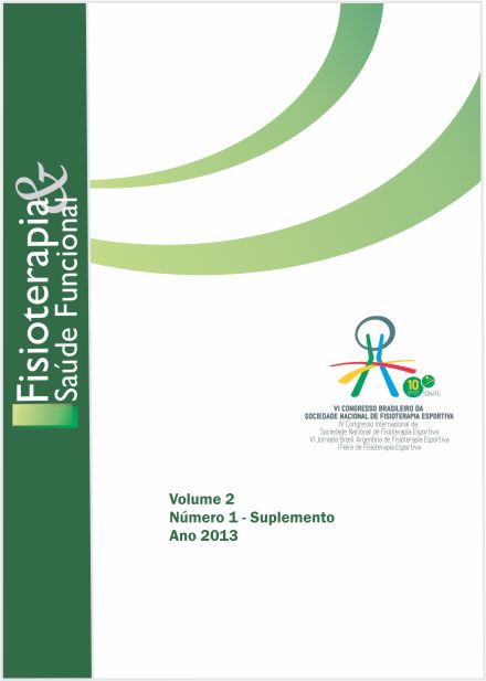 					View Vol. 2 No. 1Supl (2013): SUPLEMENTO ESPECIAL FISIOTERAPIA & SAÚDE FUNCIONAL - SONAFE 2013
				