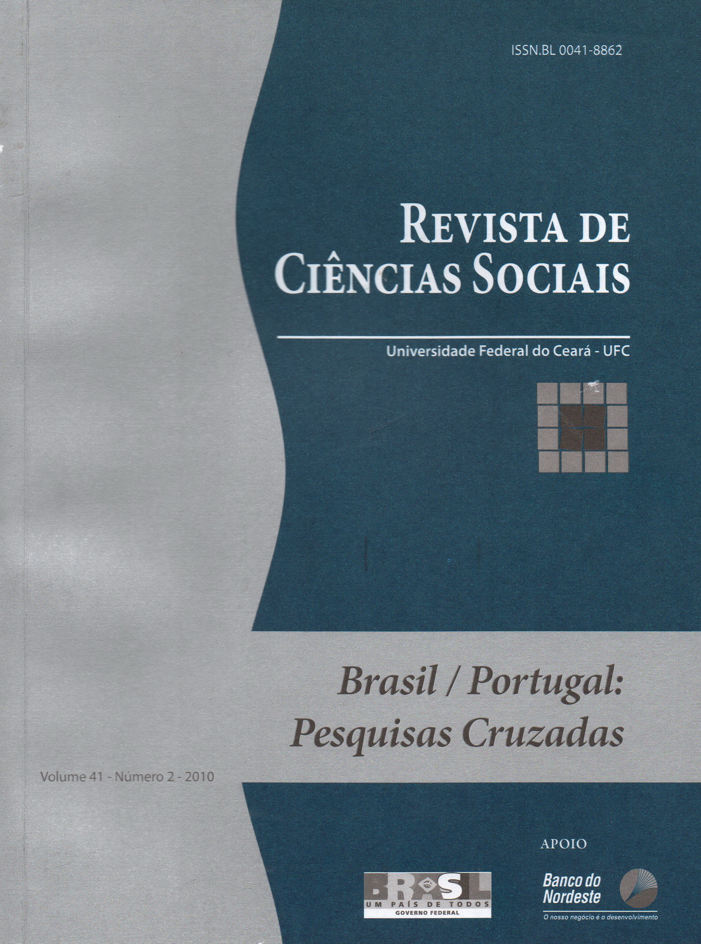 					Visualizar v. 41 n. 2 (2010): Dossiê: Brasil/Portugal: Pesquisas Cruzadas
				