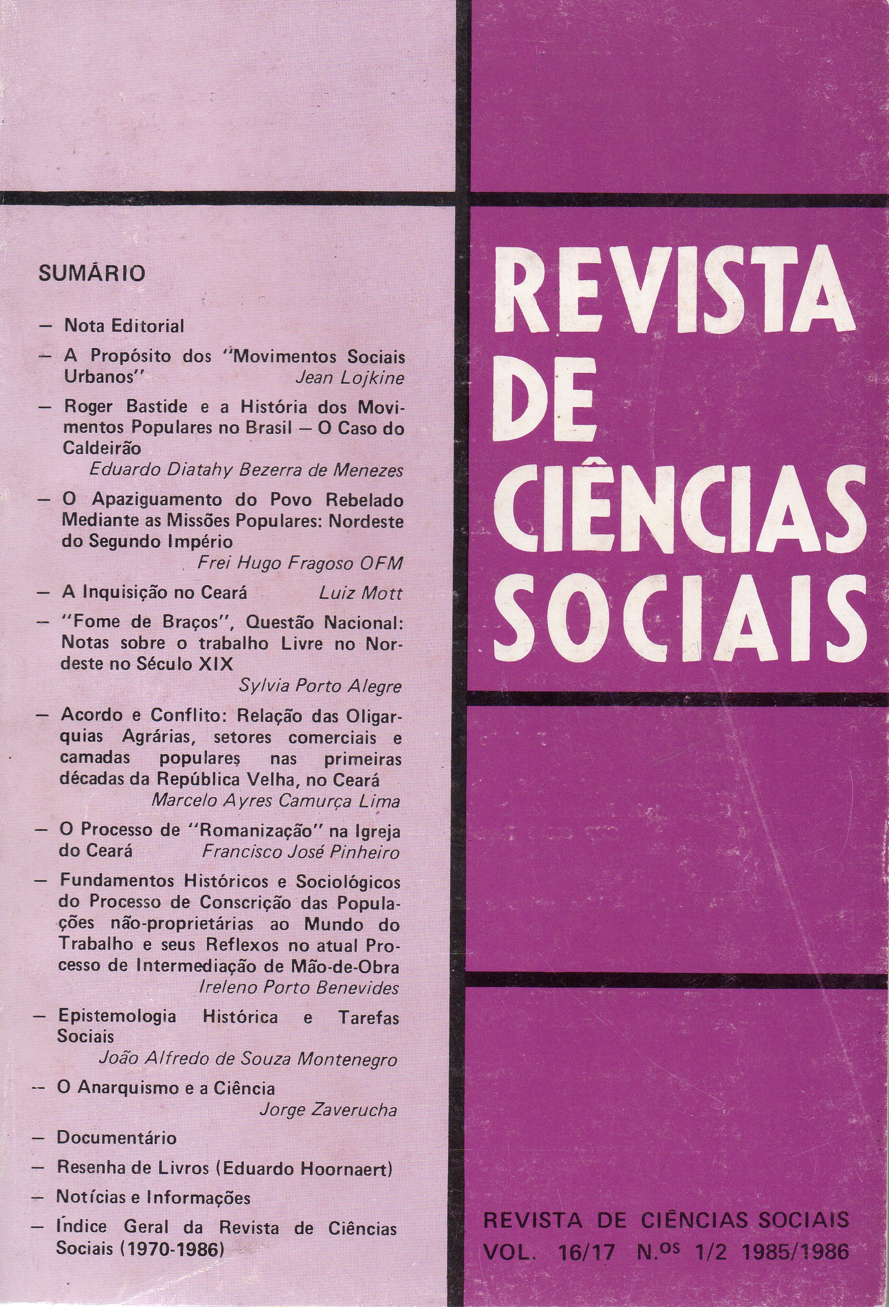 					View Vol. 17 No. 1/2 (1986): Questões  Históricas- II
				